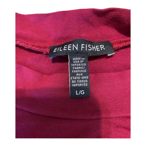 Eileen Fisher Large Berry Turtleneck Long Sleeve Shift Viscose Stretch Dress - Picture 4 of 6